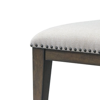 Sunvega Nailhead Trim Upholstered Dining Chairs with Slat-Back Design and Tapered Legs, Set of 2