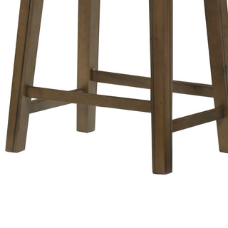 Sunvega Brown Solid Wood Frame Counter Height Stool with Gray Faux Leather Saddle Seat