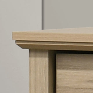 Sunvega Light Oak Finish 6-Drawer Dresser with Black Metal Handles