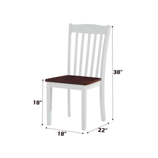 Sunvega Walnut Wooden Grooved Top White Base Rectangular Leg Dining Table Set