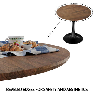 Sunvega Black Round Tulip Dining Table with MDF Top for Kitchen Living Room Office