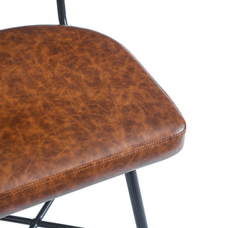 Sunvega Retro Brown Leather Swivel Counter Stools Set of 2 with Iron Frame