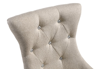 Sunvega Two-Tone Beige Fabric Side Chair with Reclaimed Gray Finish and Nailhead Trim