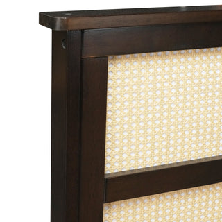 Sunvega Full Size Bed with Rattan Headboard Two Storage Drawers and Enhanced Support Slats