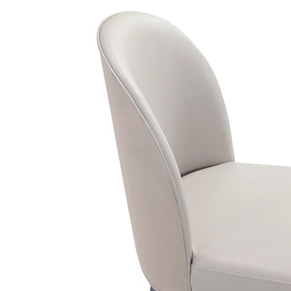 Sunvega Modern Upholstered Dining Chairs Set of 2 in Sand with Leatherette and Velvet