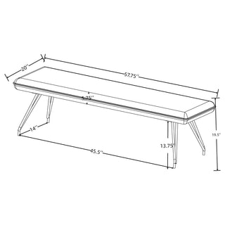Sunvega Modern Upholstered Dining Bench with Gray Fabric and Hairpin Legs