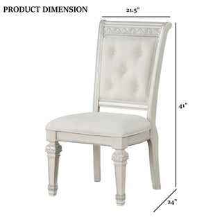 Sunvega Traditional Style 2pc Side Chair with Chenille Upholstered Seat and Backrest