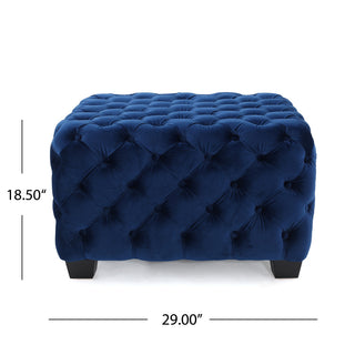 Sunvega Modern Glam Velvet Ottoman with Button-Tufted Diamond Stitching