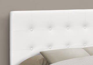 Sunvega Button Tufted Upholstered Headboard in White Leather Look Fabric