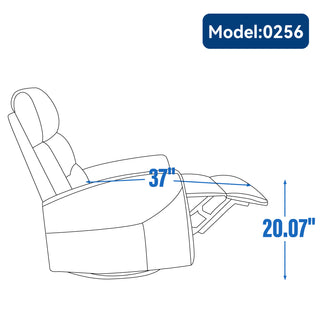 Sunvega Manual Recliner Chair with 360 Degree Swivel and Rocking Function in Grey Fabric