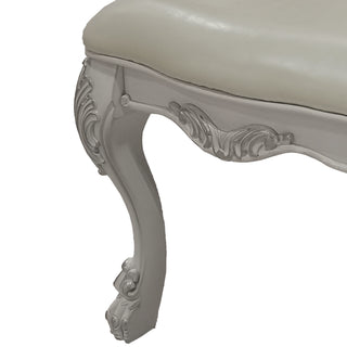 Sunvega Bone-White Tufted Side Chair with Carved Claw Legs and Patterned Upholstery