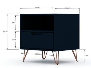 Sunvega Mid-Century Modern Pink Nightstand with Drawer and Open Shelf