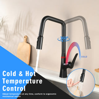 Sunvega Matte Black High Arc Pull Down Kitchen Faucet with 3 Spray Modes