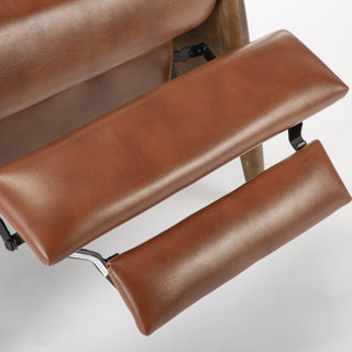 Sunvega Modern Chestnut Brown Wood Arm Push Back Recliner in Caramel