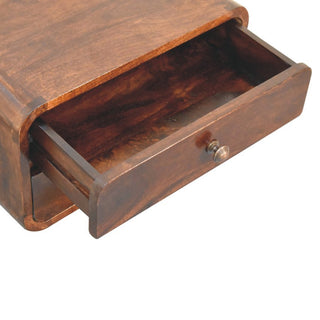 Sunvega Solid Mango Wood California Walnut Wall Mounted Bedside with 2 Drawers