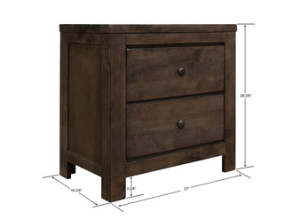 Sunvega Modern Rustic Ash Brown Nightstand with Two Drawers and Safety Hardware