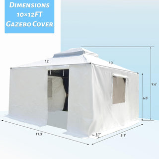 Sunvega Universal Winter Gazebo Cover with Sidewalls and Mesh Windows Waterproof