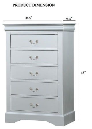Sunvega Dark Cherry Finish Transitional Chest with English Dovetail Drawers and Bracket Legs