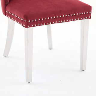 Sunvega Modern High-end Tufted Velvet Upholstered Dining Chair with Chrome Legs and Nailhead Trim