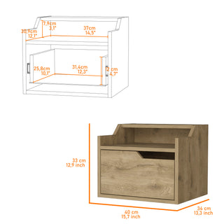 Sunvega Wall Mount Floating Nightstand with Drawer and Dual Shelf Display