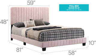 Sunvega Full Bed with Chic Tufted Headboard and Vibrant Blue Hue in One Box