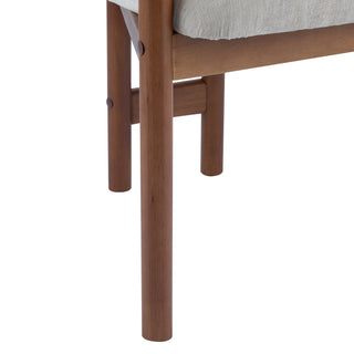 Sunvega Upholstered Arm Chairs Set of 2 with White Fabric Seating and Rubber Wood Frame