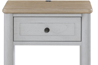 Sunvega Cement and Sand Teen Nightstand with Drawer and USB Charging Port