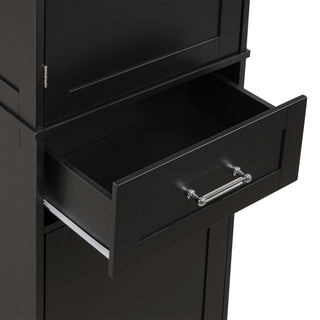 Sunvega Tall Freestanding Bathroom Storage Cabinet with Two Drawers and Adjustable Shelf