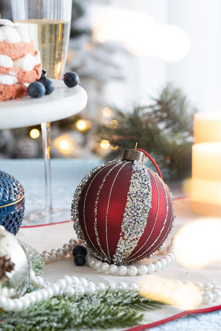 Sunvega Glass Glitter Painted Christmas Ball Ornaments Set of 12 for Holiday Decor
