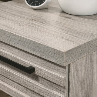 Sunvega Modern Weathered Gray Ash Wood Nightstand with Black Metal Base