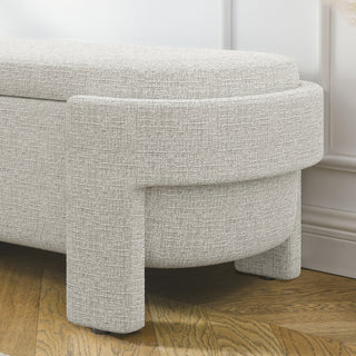 Sunvega Large Linen Upholstered Storage Bench with Foam Seat for Living Room