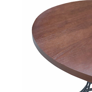 Sunvega 42 Inch Round Dining Table with Oak Veneer Top and Iron Base for Small Spaces