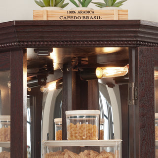 Sunvega Corner Curio Cabinet with LED Lighting and 4 Adjustable Glass Shelves