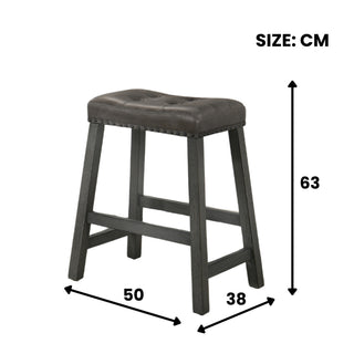 Sunvega Distressed Wooden Farmhouse Barstools with Faux Leather Seat, Counter-Height