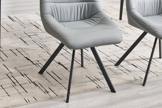 Sunvega Soft and Cozy Grey Thickened Fabric Dining Chairs with Metal Legs Set of 2