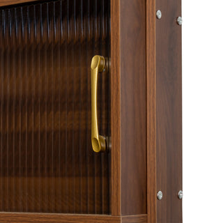 Sunvega Kitchen Pantry Sideboard with Two Sliding Glass Doors and Spacious Countertop