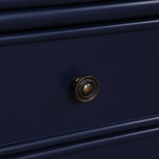 Sunvega Midnight Blue Tropical Style Nightstand with Two Drawers and Carved Wood Legs