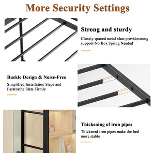 Sunvega Twin Size Loft Bed Frame with Storage Desk and Power Outlet