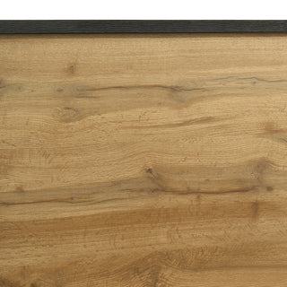 Sunvega Mid-Century Modern Queen Panel Bed with Weathered Brown Pine Finish