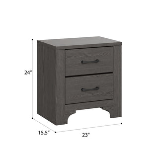 Sunvega Modern Farmhouse Stone Brown Nightstand with Two Drawers