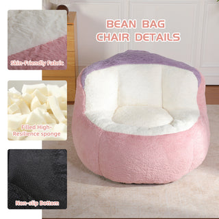 Sunvega Oversized Multicolor Faux Fur Bean Bag Chair with Shredded Sponge Filling