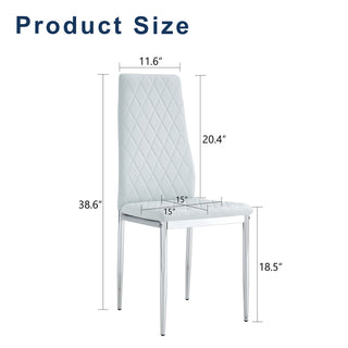 Sunvega Modern Minimalist Dining Chairs Set of 4 with PU Seat and Silver Metal Legs