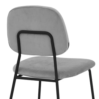 Sunvega Gray Velvet and Metal Dining Chairs Set of 2 with Soft Upholstery