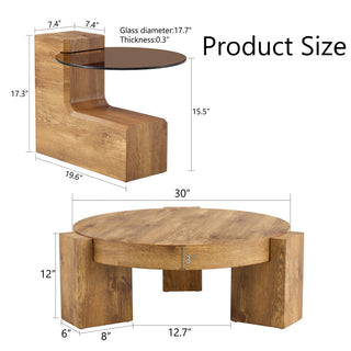 Sunvega Detachable Double-Decker Coffee Table with Anti-Collision Design and MDF Material