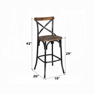 Sunvega Antique Turquoise Finish Metal Frame Vintage Style X-Shape Backrest Bar Chair
