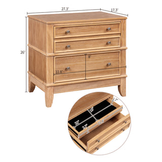 Sunvega Hazel 3-Drawer Nightstand with Felt Lined Drawers and Pewter Hardware