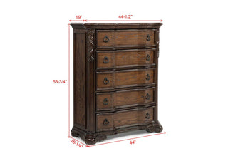 Sunvega Traditional Formal Style Nightstand with Genuine Marble Top and Three Drawers