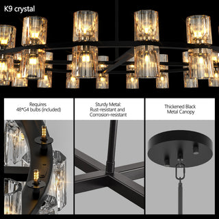 Sunvega Luxury Double Crystal Ring LED Chandelier Lighting for Modern Dining Room