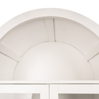 Sunvega Farmhouse Arched Glass Door Pantry Cabinet with Adjustable Shelves for Kitchen