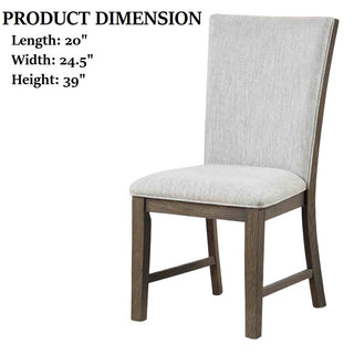 Sunvega Modern Farmhouse Upholstery Side Chairs with Splat Back in Oak Finish